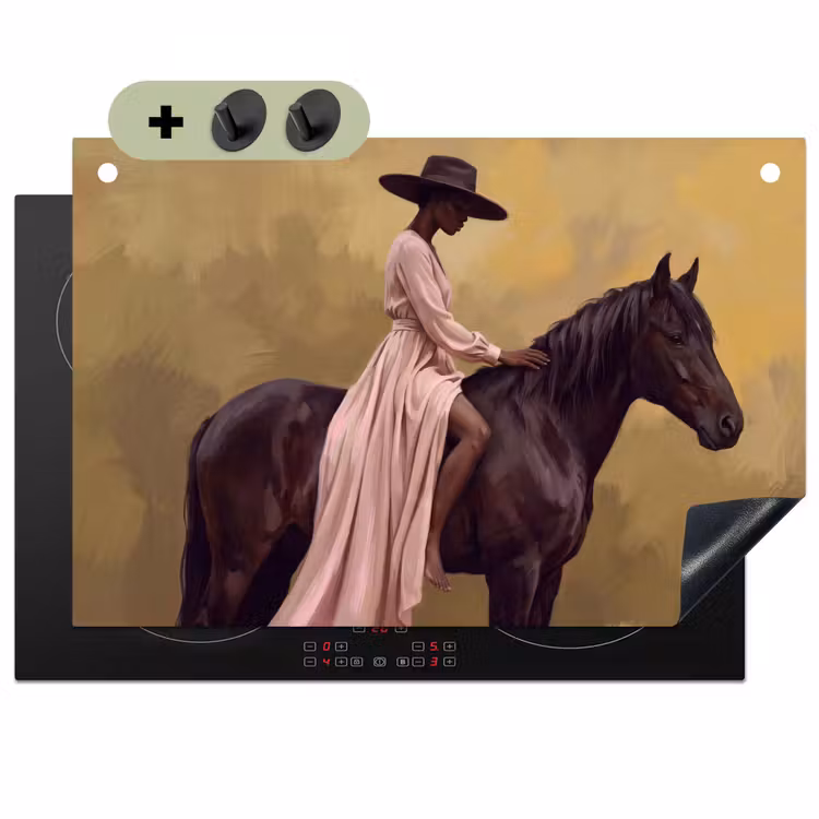 Paard - Klassiek - Oker Inductie beschemer met haakjes klein -3d