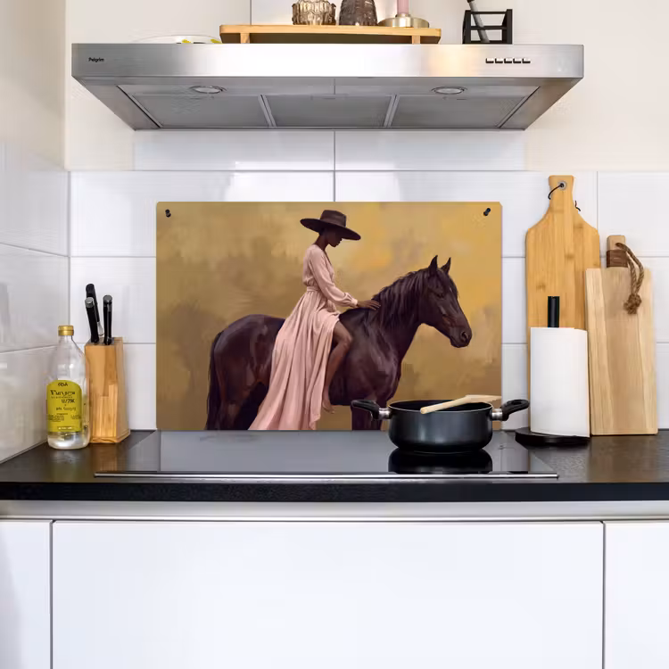 Paard - Klassiek - Oker Inductie beschemer met haakjes klein -sfeer2