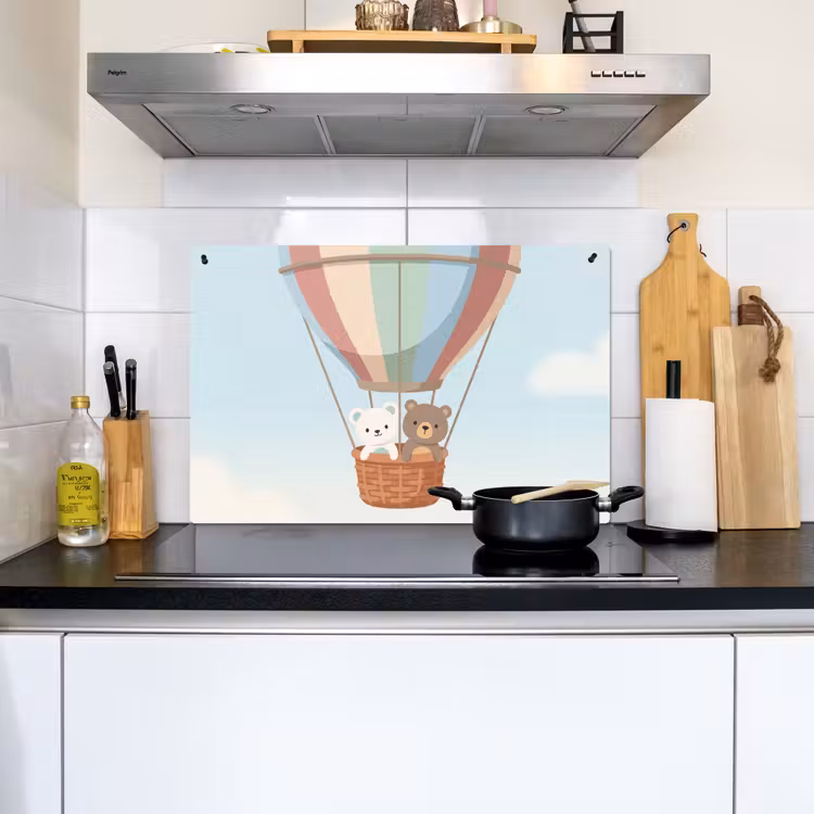 Luchtballon - Beren - Pastel Inductie beschemer met haakjes klein -sfeer2