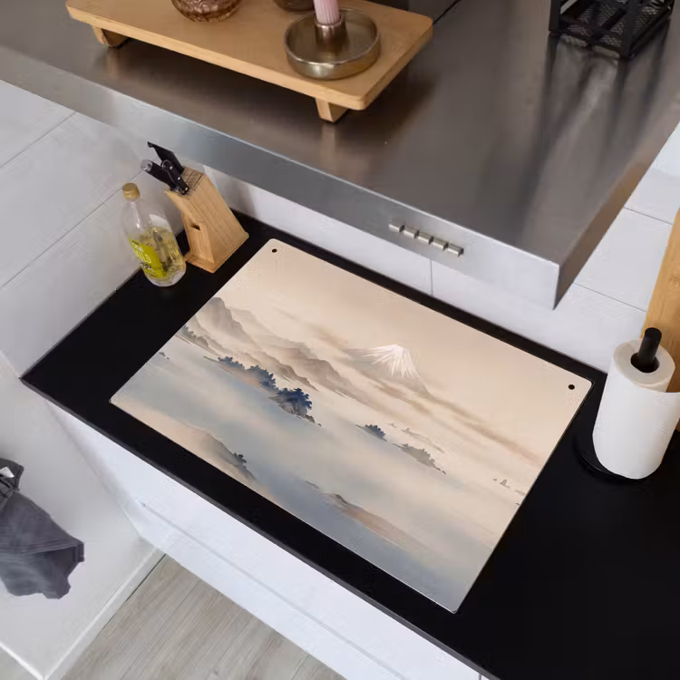 Japans - Landschap - Beige Inductie beschemer met haakjes klein -sfeer1