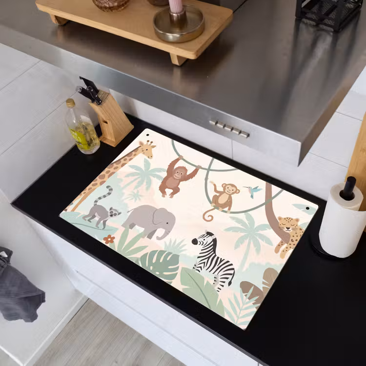 Jungle - Dieren - Groen Inductie beschemer met haakjes klein -sfeer1