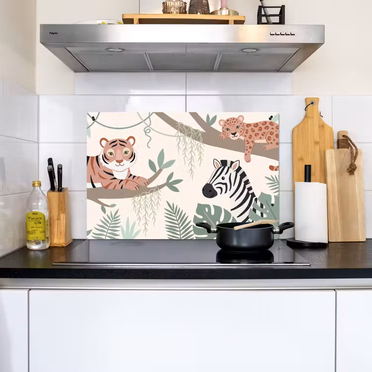 Jungle - Rustiek - Pastel Inductie beschemer met haakjes klein -sfeer2