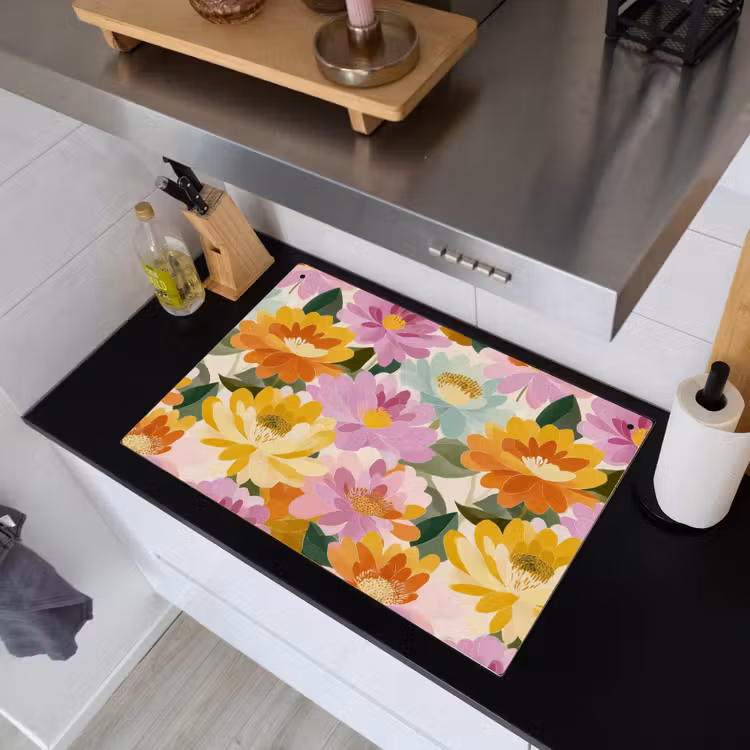 Lelies - Aquarel - Pastel Inductie beschemer met haakjes klein 777 -sfeer1