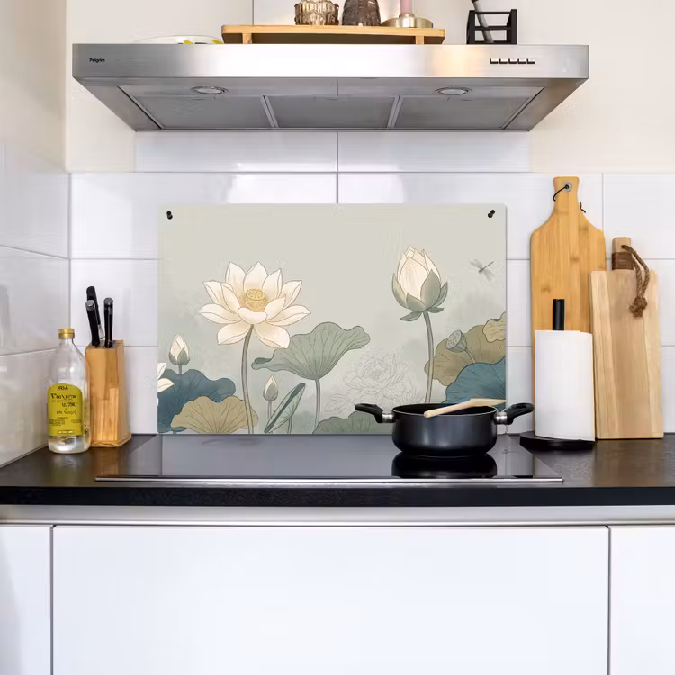 Lotus - Bloemen - Groen Inductie beschemer met haakjes klein -sfeer2