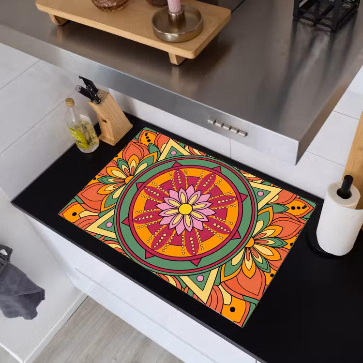 Mandala - Bloemen - Abstract - Kleurrijk Inductie beschemer met haakjes klein -sfeer1