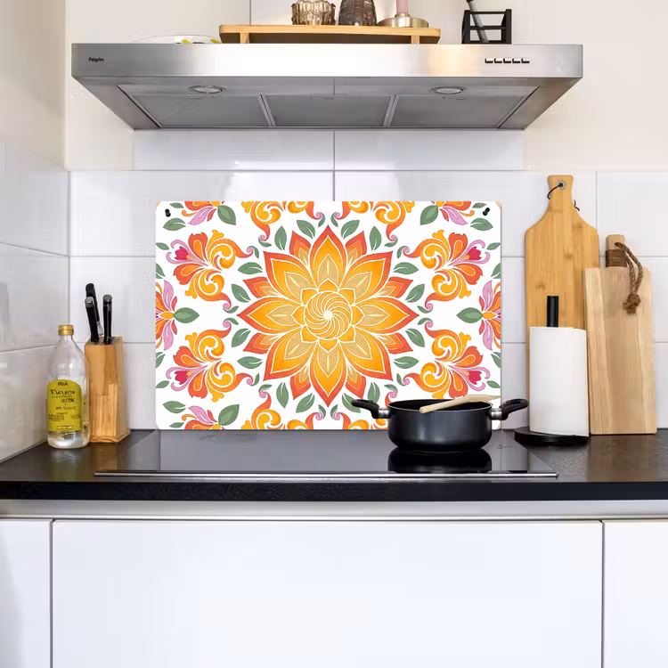 Mandala - Bloemen - Decoratie - Kleurrijk - Abstract Inductie beschemer met haakjes klein -sfeer2