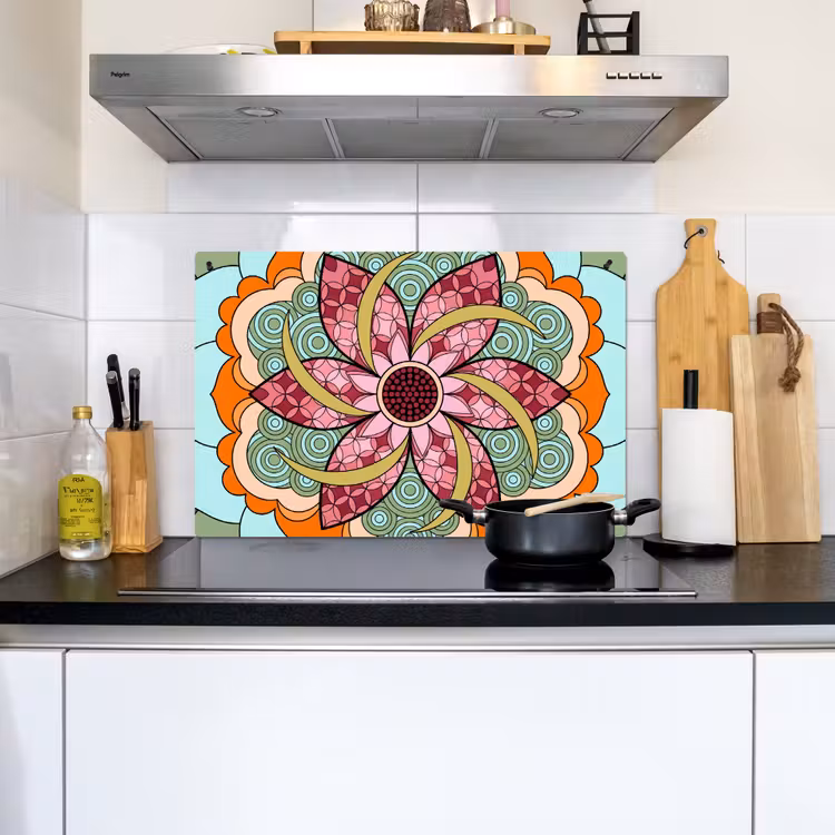 Mandala - Geometrisch - Kunst - Decoratief - Kleurrijk Inductie beschemer met haakjes klein -sfeer2