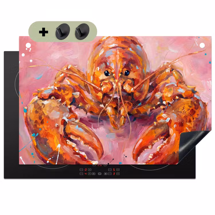 Zeeleven - Kreeft - Spatters - Abstract - Roze Inductie beschemer met haakjes klein -3d