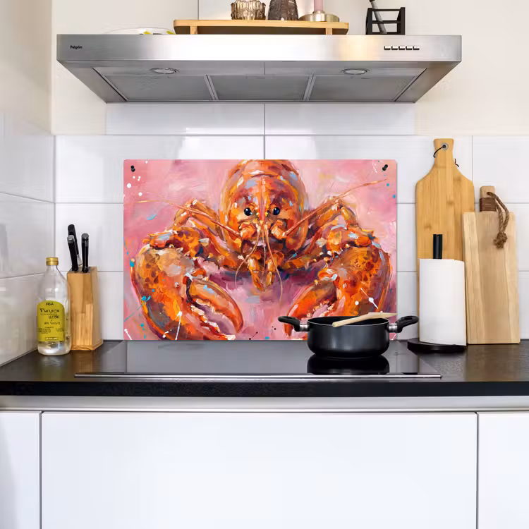 Zeeleven - Kreeft - Spatters - Abstract - Roze Inductie beschemer met haakjes klein -sfeer2