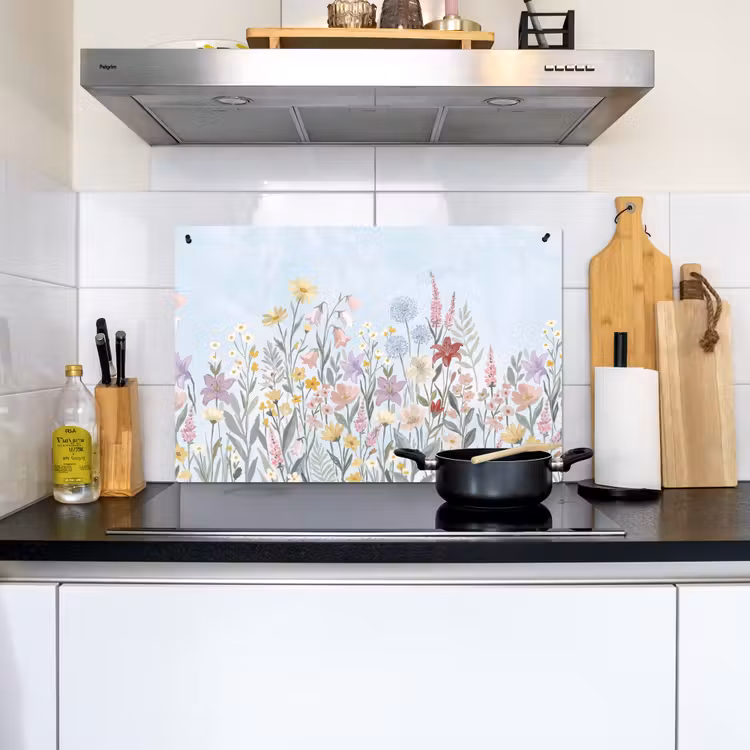 Weidebloemen - Illustratie - Kleurrijk Inductie beschemer met haakjes klein -sfeer2