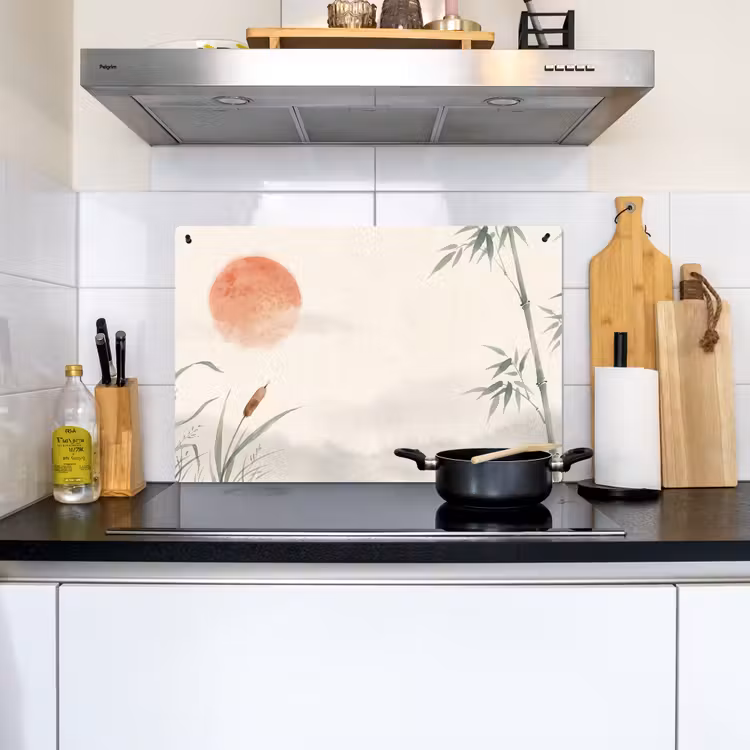 Minimalistisch - Bamboe - Groen Inductie beschemer met haakjes klein -sfeer2