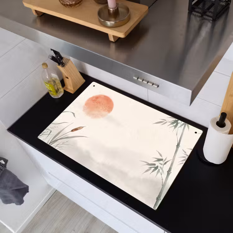 Minimalistisch - Bamboe - Groen Inductie beschemer met haakjes klein -sfeer1