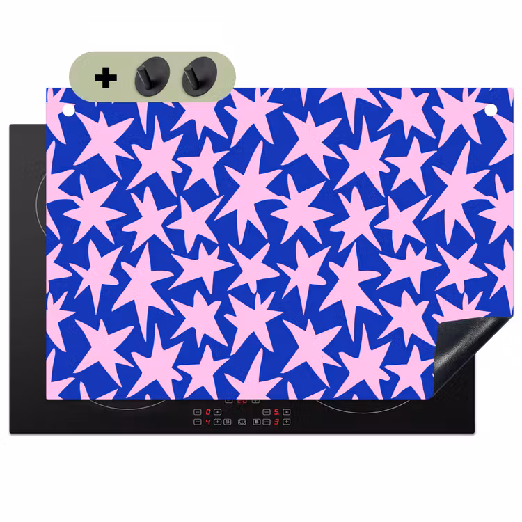 Modern - Sterren - Blauw Inductie beschemer met haakjes klein 777 -3d