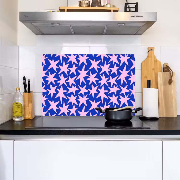 Modern - Sterren - Blauw Inductie beschemer met haakjes klein 777 -sfeer2