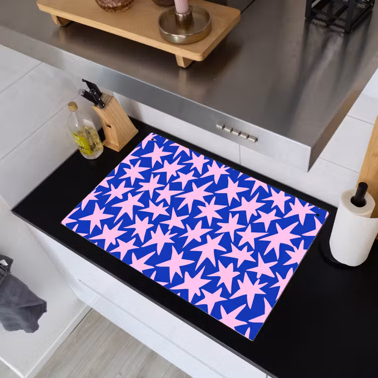 Modern - Sterren - Blauw Inductie beschemer met haakjes klein 777 -sfeer1