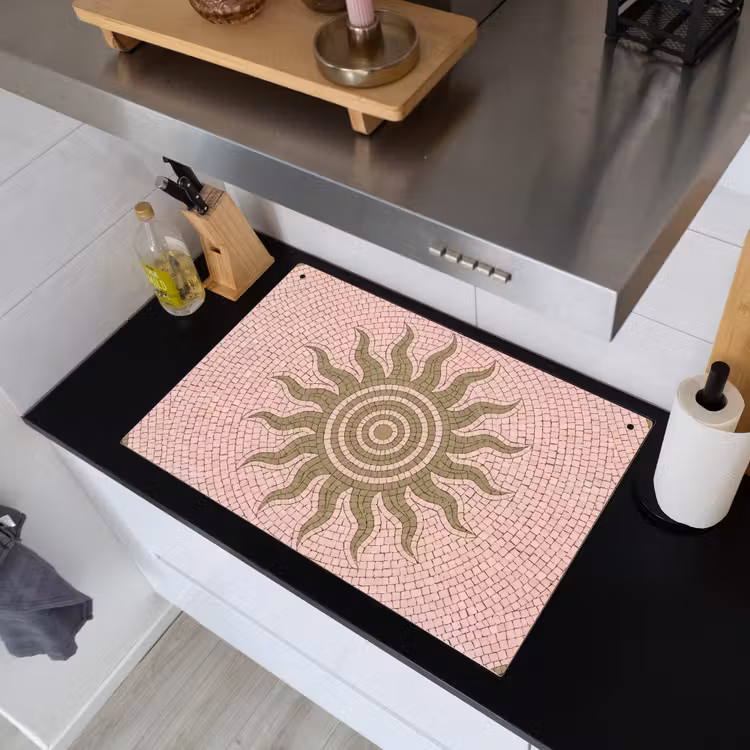 Mozaïek - Zon - Patroon - Klassiek - Roze Inductie beschemer met haakjes klein -sfeer1