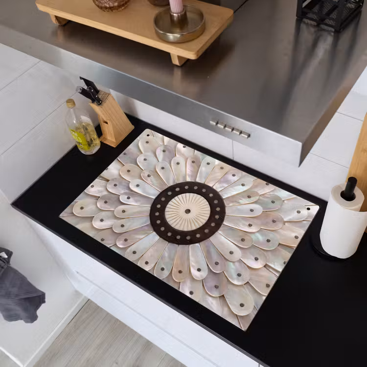 Parelmoer - Patroon - Decoratie - Ambacht - Wit Inductie beschemer met haakjes klein -sfeer1