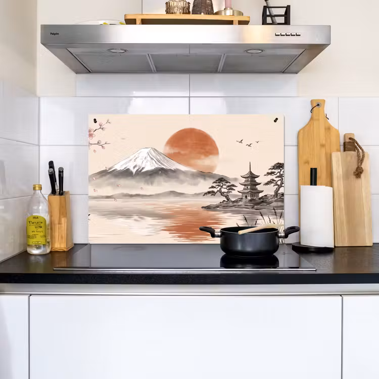 Bergtop - Meer - Bloesem Inductie beschemer met haakjes klein -sfeer2
