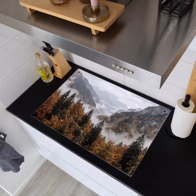 Bergen - Vallei - Mist - Herfst - Natuur Inductie beschemer met haakjes klein -sfeer1