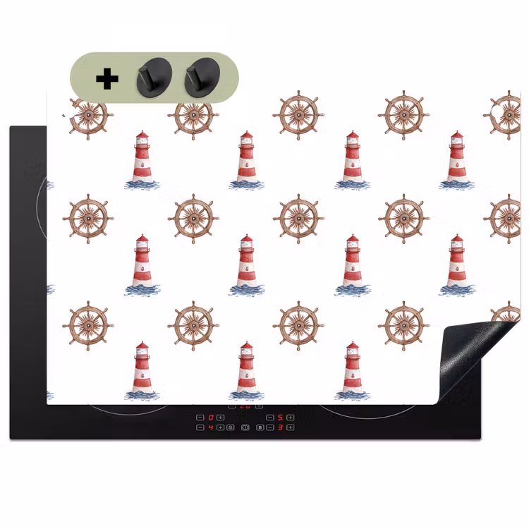 Nautisch - Klassiek - Rood Inductie beschemer met haakjes klein 777 -3d