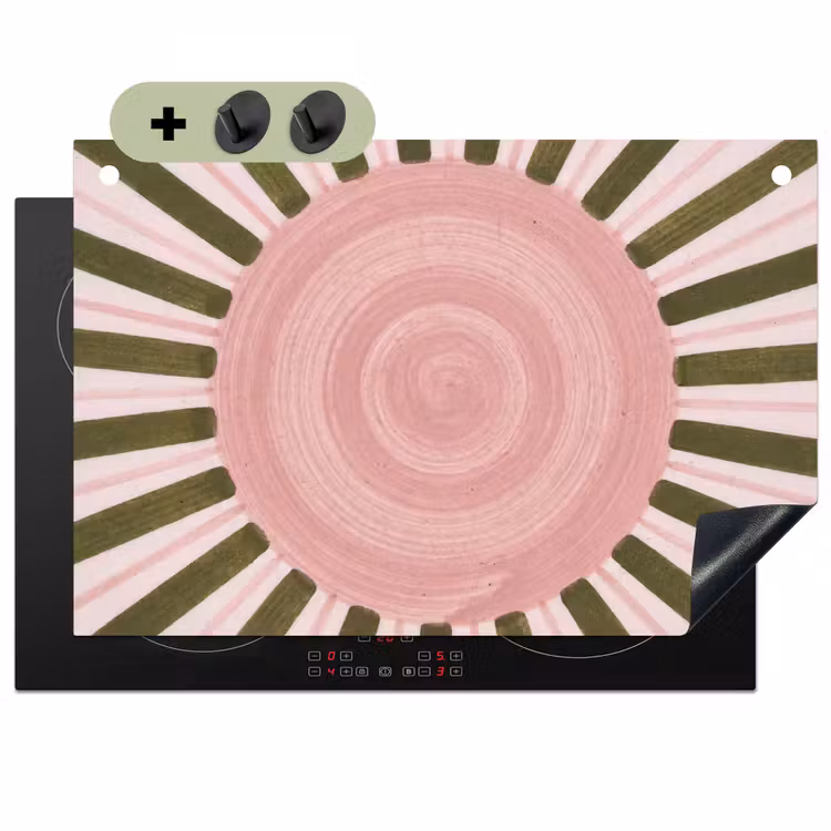 Patroon - Cirkel - Stralen - Abstract - Roze Inductie beschemer met haakjes klein -3d