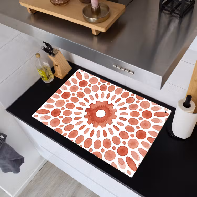 Patroon - Cirkels - Abstract - Modern - Rood Inductie beschemer met haakjes klein -sfeer1