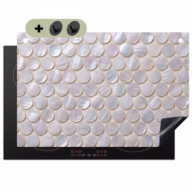 Patroon - Cirkels - Abstract - Modern - Wit Inductie beschemer met haakjes klein -3d