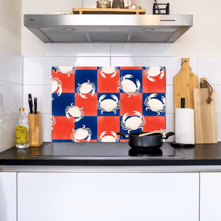 Patroon - Zeeleven - Rood - Blauw - Abstract Inductie beschemer met haakjes klein -sfeer2