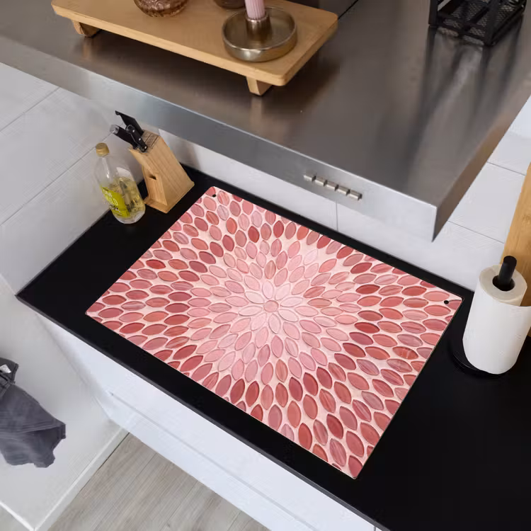 Patroon - Mozaïek - Ovaal - Abstract - Roze Inductie beschemer met haakjes klein -sfeer1