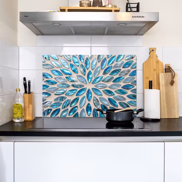 Patroon - Glans - Abstract - Blauw - Decoratie Inductie beschemer met haakjes klein -sfeer2