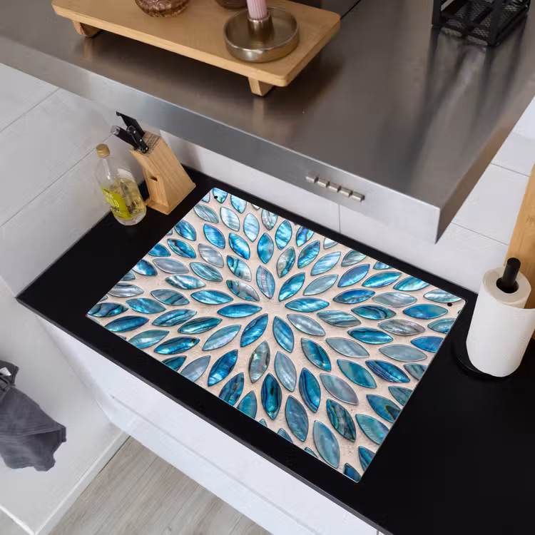 Patroon - Glans - Abstract - Blauw - Decoratie Inductie beschemer met haakjes klein -sfeer1