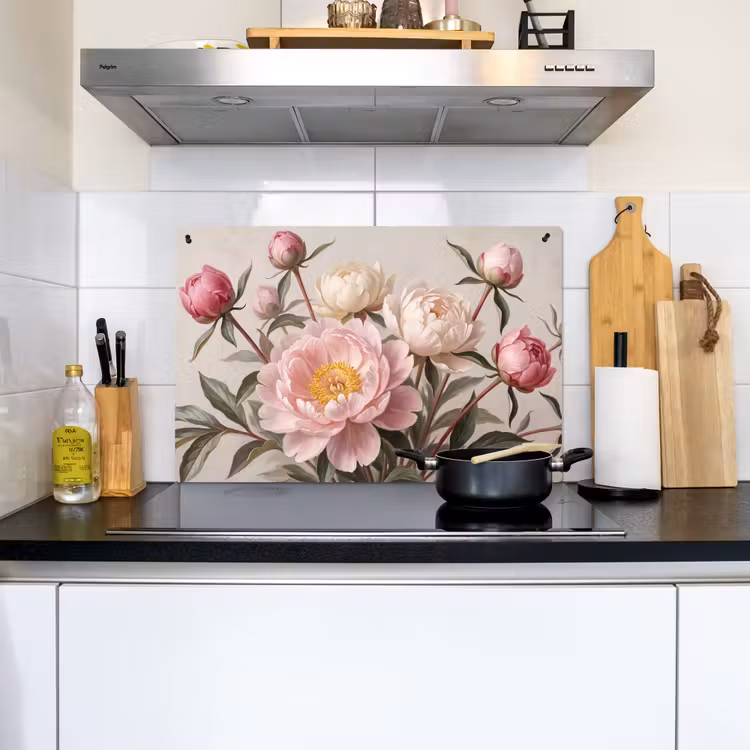 Pioenrozen - Boeket - Roze Inductie beschemer met haakjes klein -sfeer2