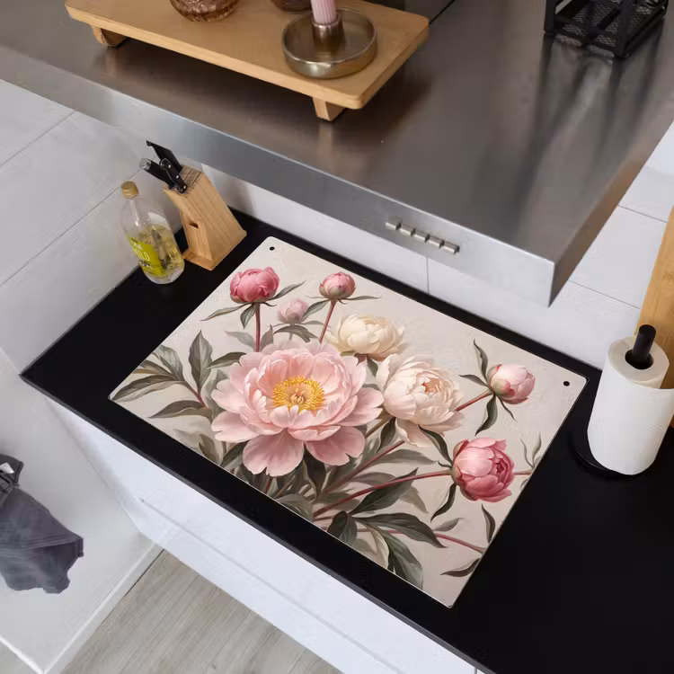 Pioenrozen - Boeket - Roze Inductie beschemer met haakjes klein -sfeer1