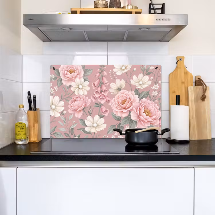Pioenrozen - Vingerhoedskruid - Pink Inductie beschemer met haakjes klein -sfeer2