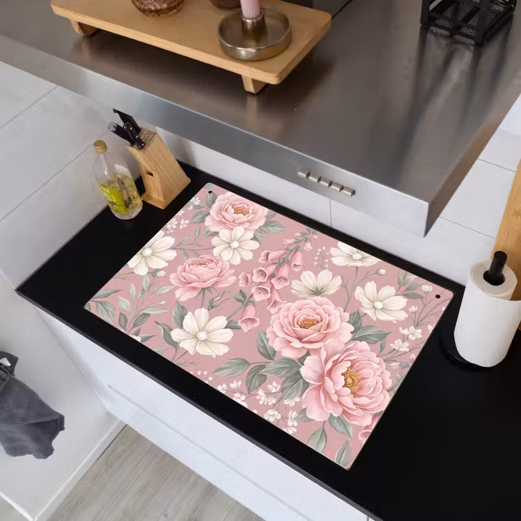 Pioenrozen - Vingerhoedskruid - Pink Inductie beschemer met haakjes klein -sfeer1