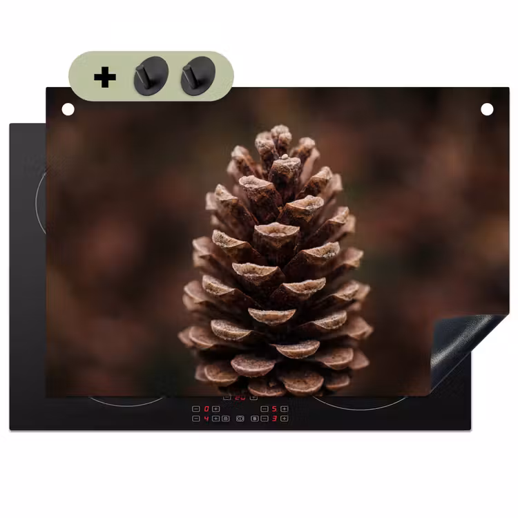 Dennenappel - Bos - Herfst - Bruin - Sfeervol Inductie beschemer met haakjes klein -3d