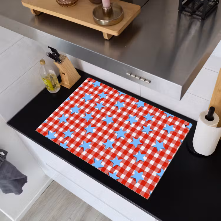 Ruit - Sterren - Rood Inductie beschemer met haakjes klein 777 -sfeer1