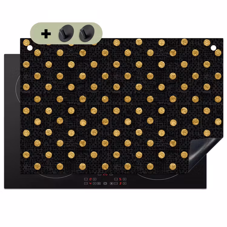 Polka Dot - Stippen - Goud - Zwart Inductie beschemer met haakjes klein 777 -3d