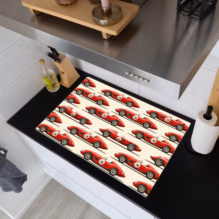 Raceauto - Retro - Rood Inductie beschemer met haakjes klein 777 -sfeer1