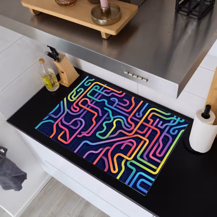 Retro - Abstract - Neon Inductie beschemer met haakjes klein -sfeer1