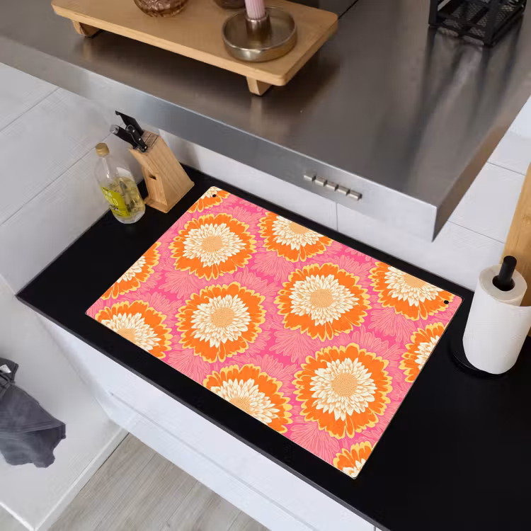 Retro - Bloemen - Kleurrijk Inductie beschemer met haakjes klein 777 -sfeer1