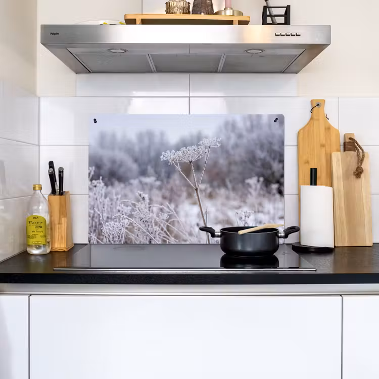 Schermbloem - Rijp - Kristallen - Winter - Delicaat Inductie beschemer met haakjes klein -sfeer2