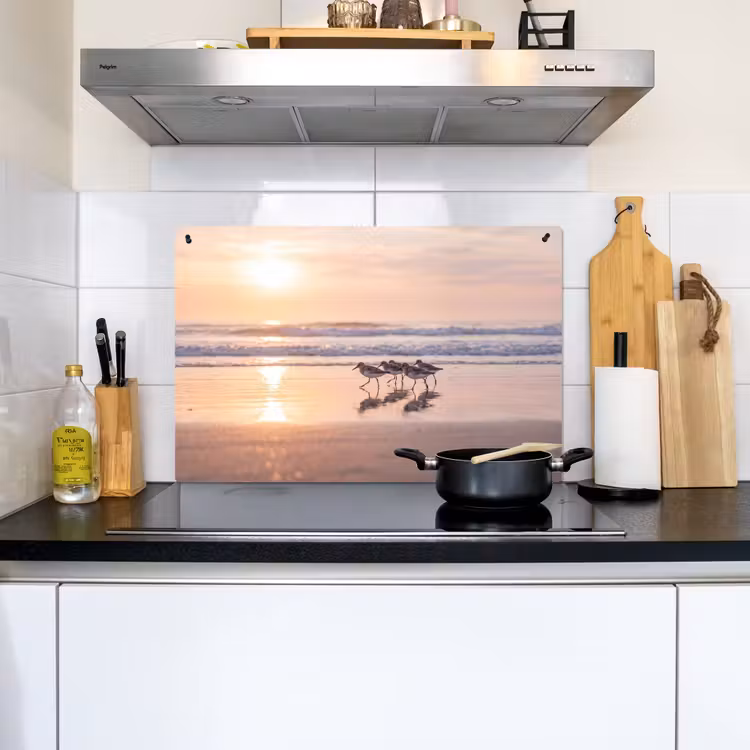 Zee - Vogels - Strand Inductie beschemer met haakjes klein -sfeer2