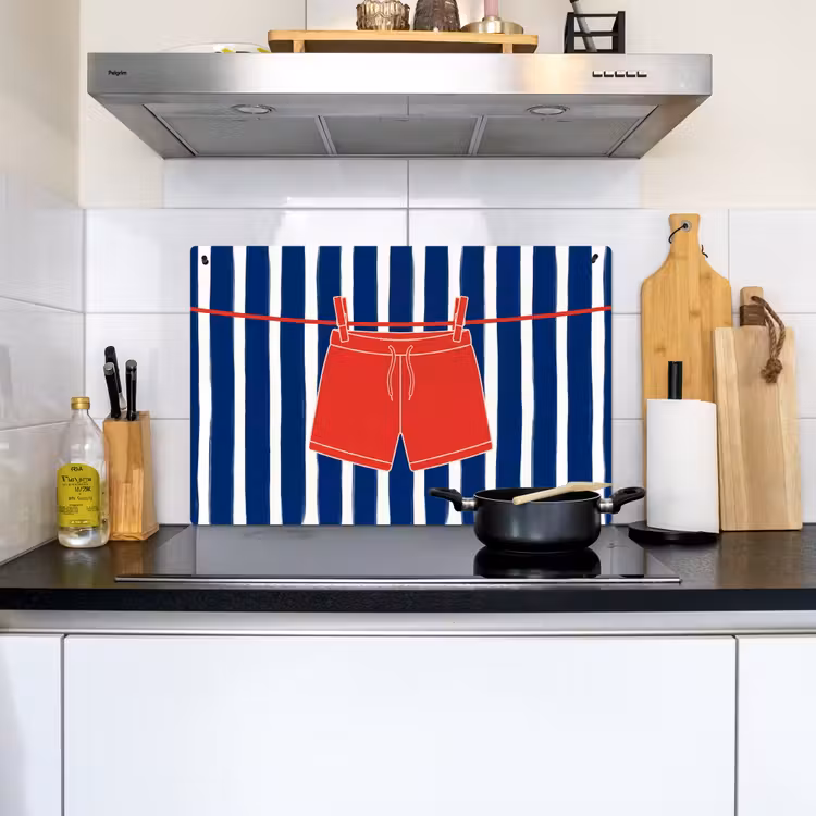 Shorts - Waslijn - Zomer - Illustratie - Rood Inductie beschemer met haakjes klein -sfeer2