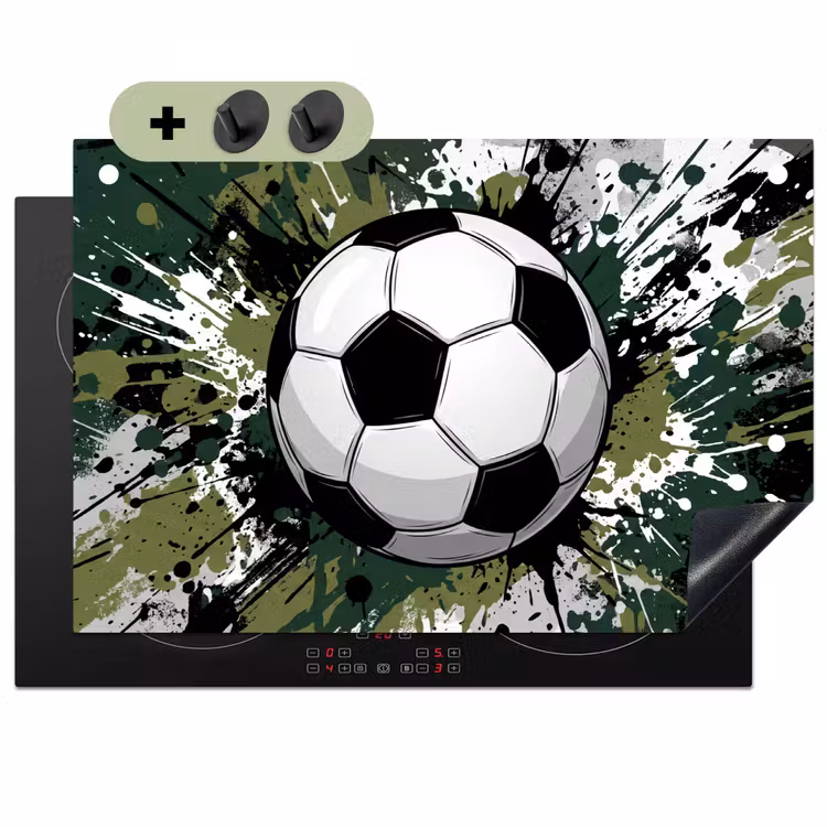Voetbal - Verf - Spetters - Groen Inductie beschemer met haakjes klein -3d