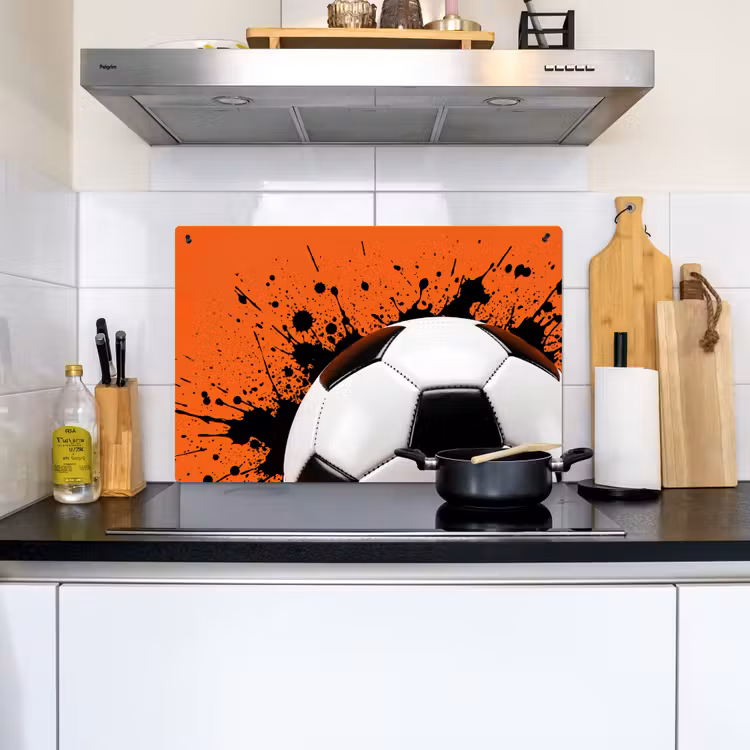 Voetbal - Verf - Sport - Oranje Inductie beschemer met haakjes klein -sfeer2