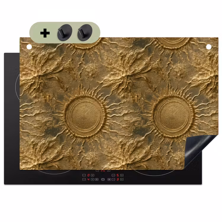 Zon - Reliëf - Antiek - Goud Inductie beschemer met haakjes klein 777 -3d