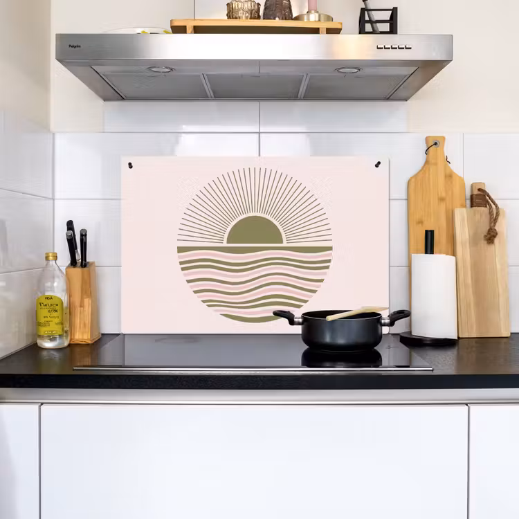 Zon - Zee - Abstract - Modern - Roze Inductie beschemer met haakjes klein -sfeer2