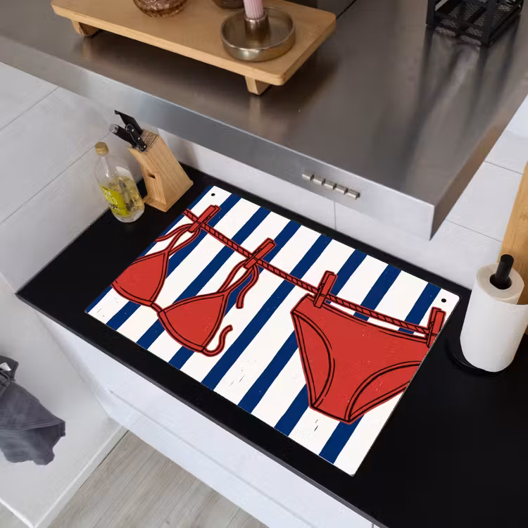 Badkleding - Waslijn - Zomer - Illustratie - Rood Inductie beschemer met haakjes klein -sfeer1