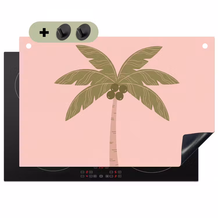 Boom - Palm - Natuur - Illustratie - Roze Inductie beschemer met haakjes klein -3d